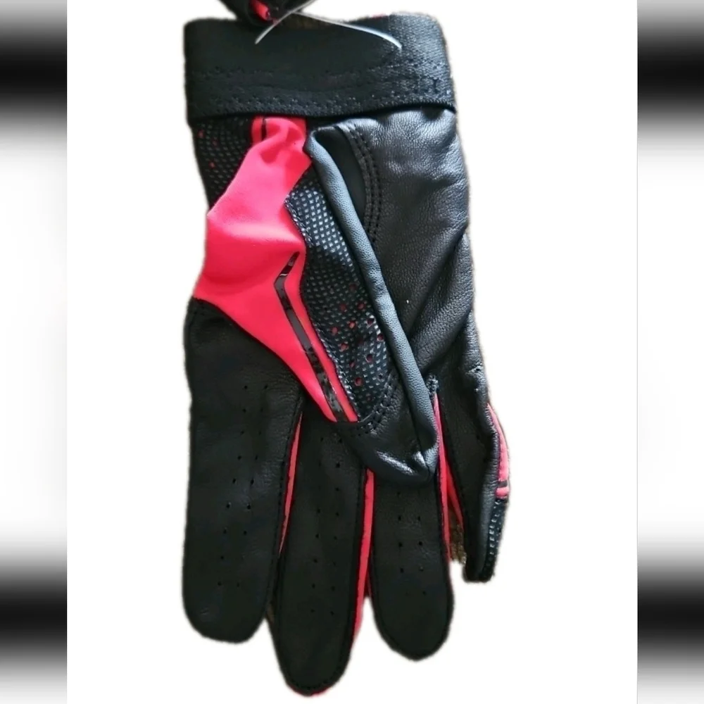 Under Armour Youth Red And Black  Clean Up Leather Palm Batting Gloves L